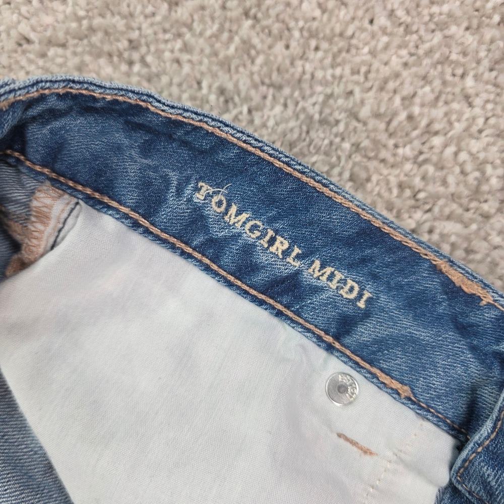 American Eagle Tom Girl Midi Distressed Jean Shorts - Picture 6 of 7